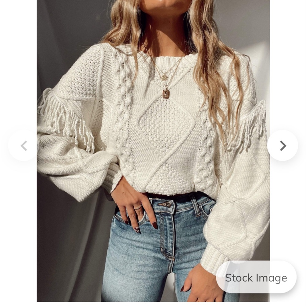 White Cable Knit Sweater Lane 201